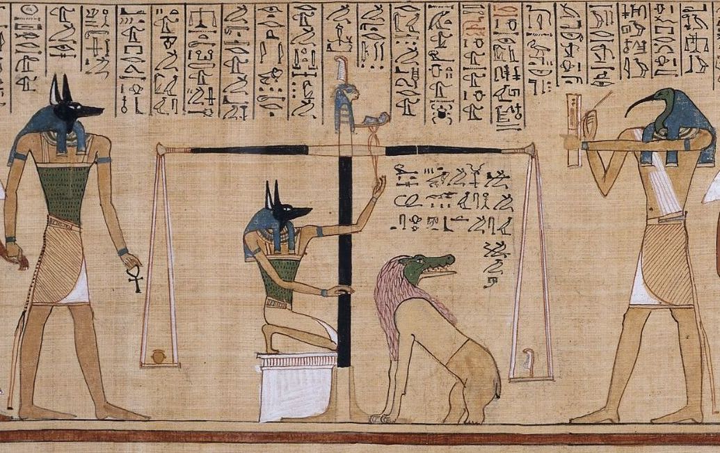 Papiro de Hunefer: Anubis pesando el corazón